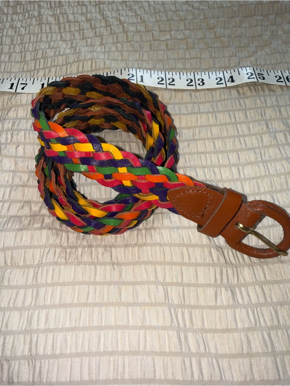 Vintage Leather Colorful Braided Belt s/m